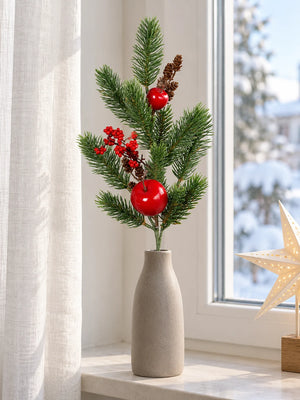 Künstlicher Tannenzweig mit Beeren und Zapfen – Zion | 51 cm