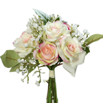 Rosenstrauß - Toni, 20 cm, Kunstblume von aplanta, in Weiß, rosa, für drinnen & draußen