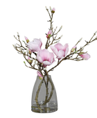 Künstliches Magnolien Arrangement - Ichigo | 50 cm | in Glasvase