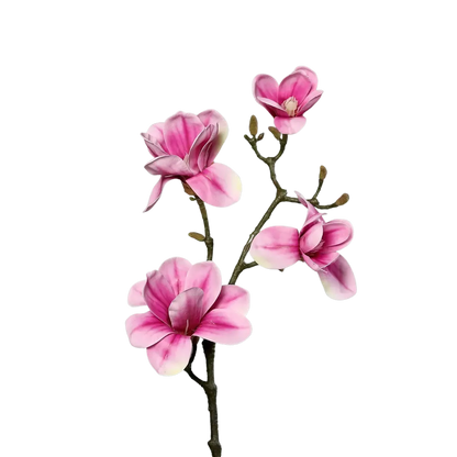Künstliche Magnolien Zweig - Matilda, 80 cm, Kunstpflanze von aplanta, in Pink, für drinnen