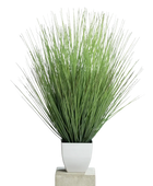 Hochwertiges Kunstgras auf transparentem Hintergrund mit echt wirkenden Kunstblättern in natürlicher Anordnung. Künstliches Isolepsisgras - Alma hat die Farbe Natur und ist 80 cm hoch. | aplanta Kunstpflanzen