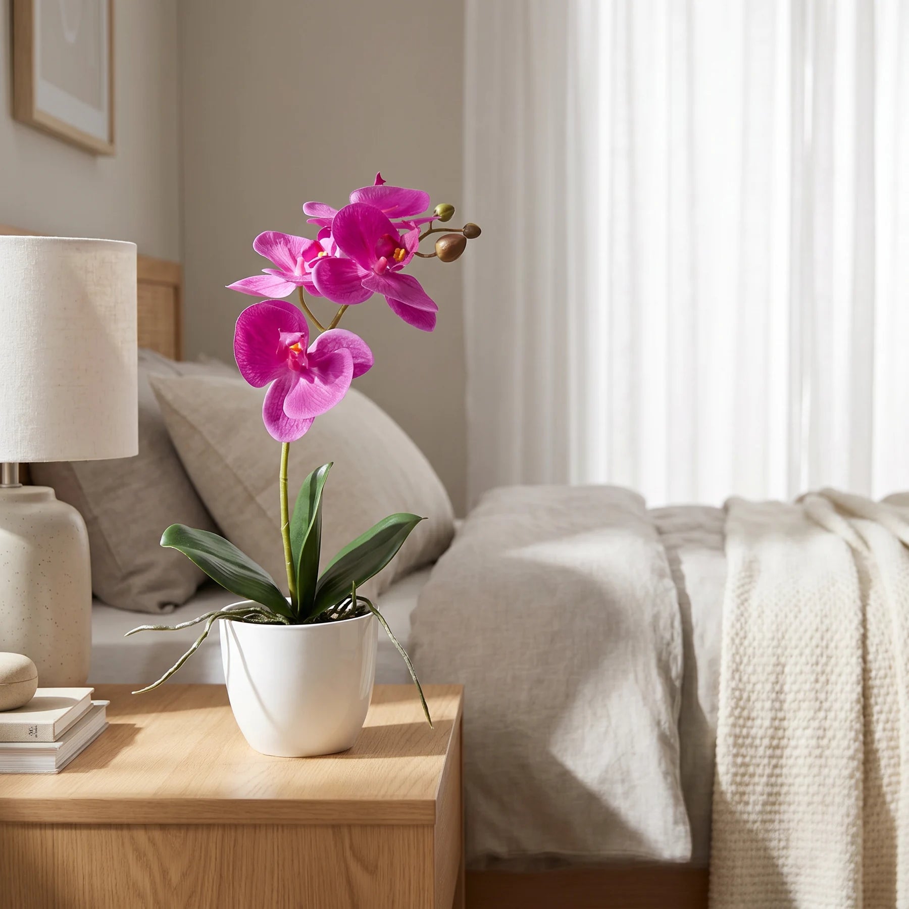 Künstliche Orchidee - Juan, 35 cm, Kunstblume von aplanta, inkl. Dekotopf, Real Touch, in Lila, für drinnen
