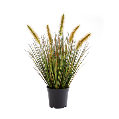Künstliches Japanisches Lampenputzergras - Yuki, 45 cm, Kunstpflanze von aplanta, mit Fruchtstamm, in Grün, für drinnen