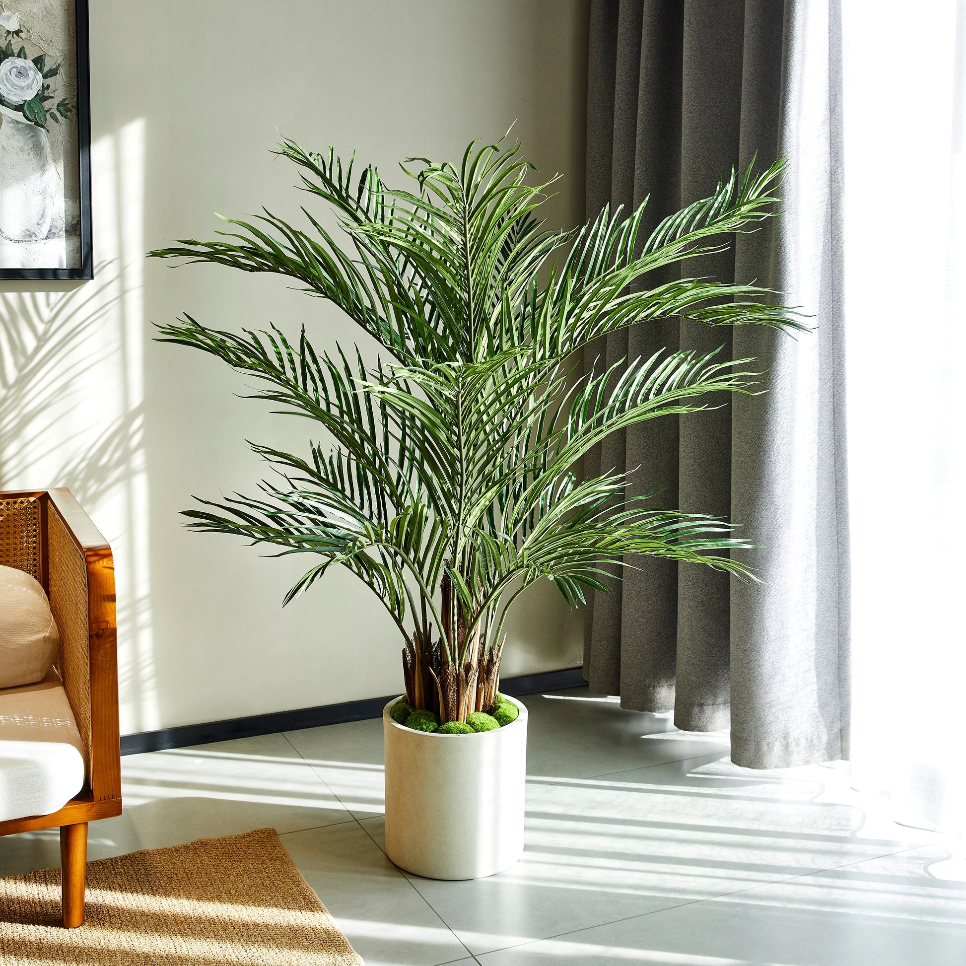 Künstliche Kentia-Palme - Caliora, 140 cm, Kunstbaum von aplanta, inkl. Startertopf, in Grün, für drinnen