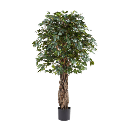 Künstlicher Ficus - Amadior, 180 cm, Kunstbaum von aplanta, mit Echtholzstamm, UV-beständig, inkl. Startertopf, in Grün