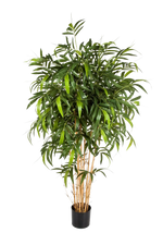 Hochwertiger Kunstbambus auf transparentem Hintergrund mit echt wirkenden Kunstblättern in natürlicher Anordnung. Künstlicher Bambus - Maxim hat die Farbe Natur und ist 300 cm hoch. | aplanta Kunstpflanzen