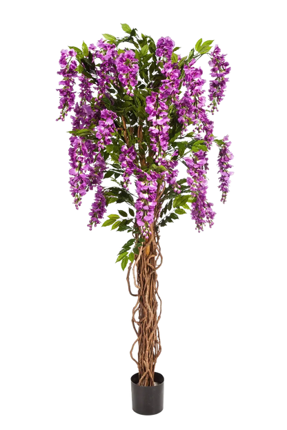Künstliche Wisteria Liana - Rita, 180 cm, Kunstbaum von aplanta, mit Echtholzstamm, für drinnen