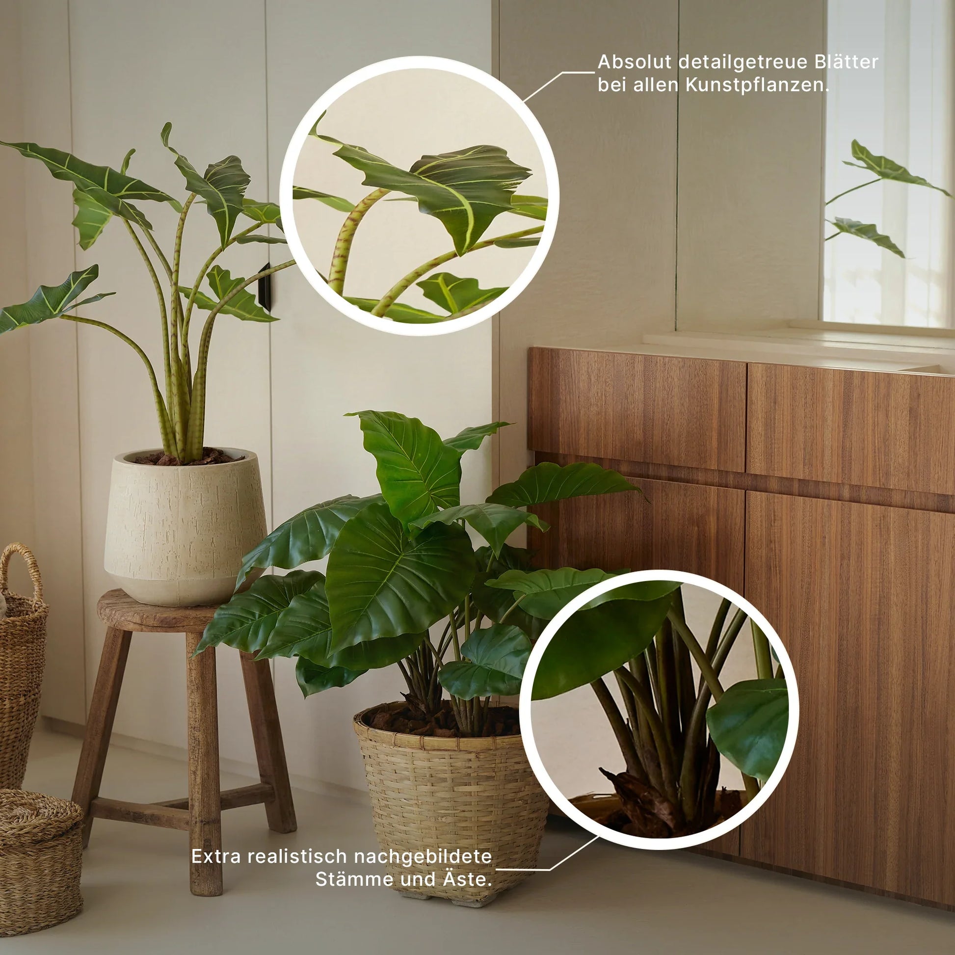 Künstliche Calathea - Mathilda, 50 cm, Kunstpflanze von aplanta, inkl. Dekotopf, in Natur, für drinnen