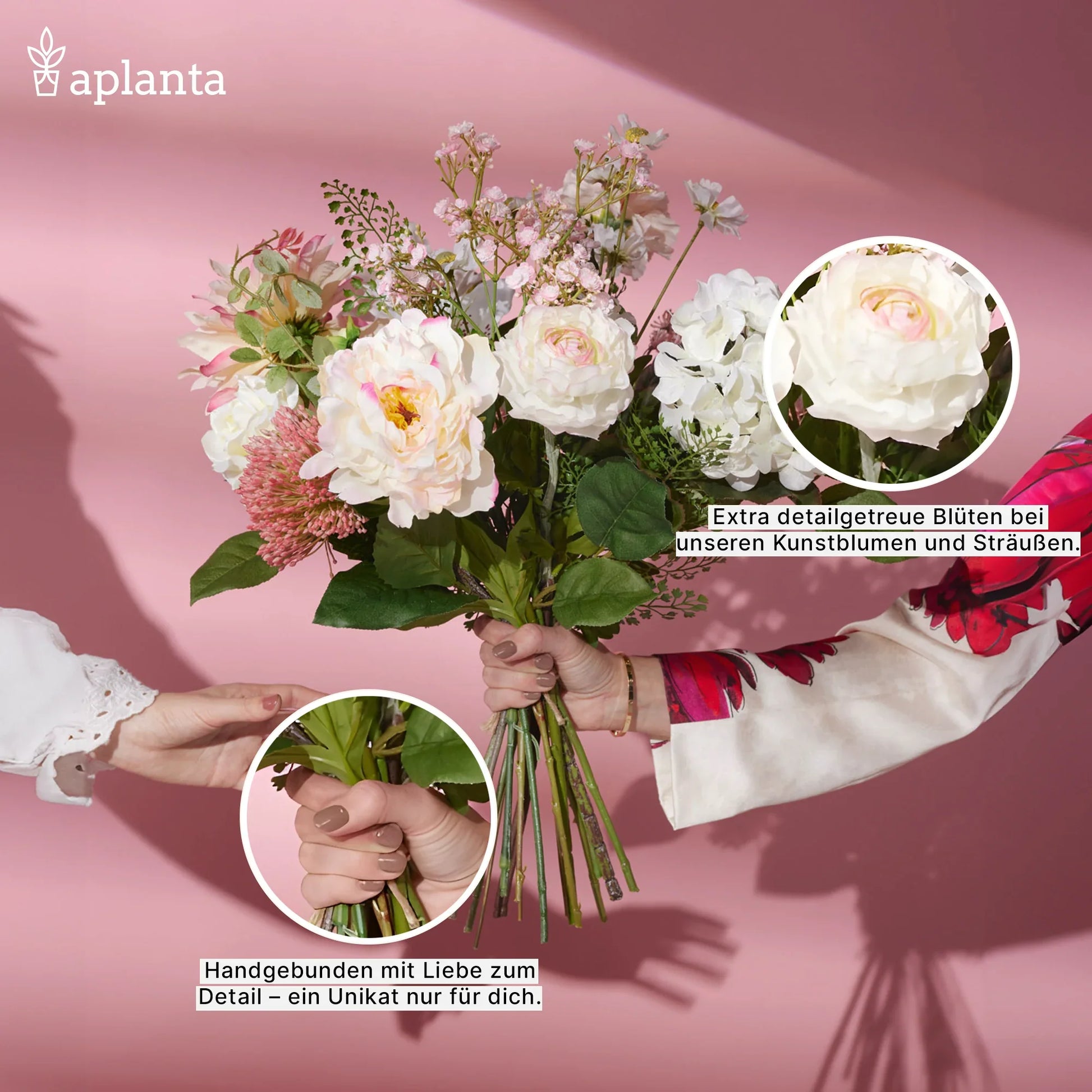 Bouquet de roses avec 10 têtes de fleurs - Artemisia | 45 cm