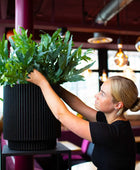 Blumentopf zylinder Groove schwarz | 36x38 cm