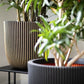 Blumentopf Kugel Groove schwarz, 35x34cm, Pflanzkübel von aplanta, für drinnen & draußen