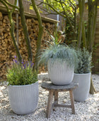 Blumentopf Kugel Groove elfenbein | 35x34 cm