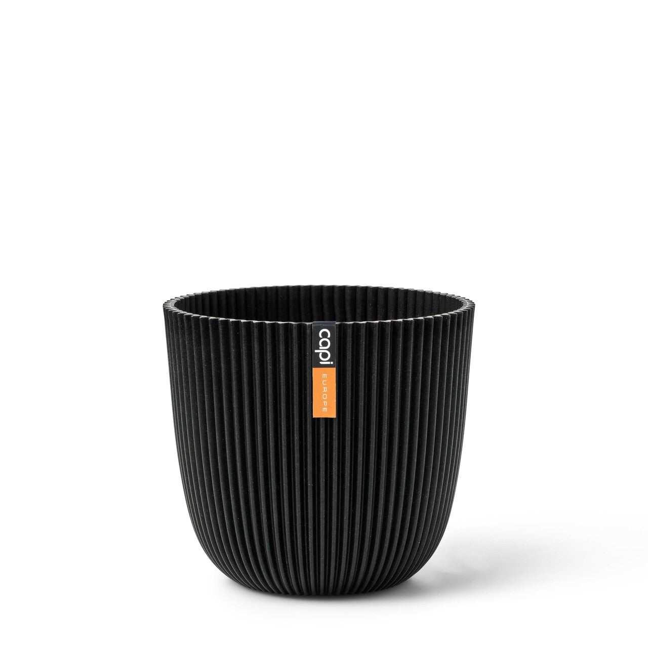 Blumentopf Kugel Groove 25x23 Schwarz, Pflanzkübel von aplanta, für drinnen & draußen