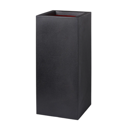 Pflanzkübel rechteckig Smooth schwarz, 36x36x79cm, von aplanta, für drinnen & draußen