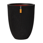 Pflanzkübel elegant niedrig Groove schwarz | 46x58 cm