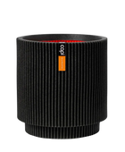 Blumentopf zylinder Groove schwarz | 36x38 cm