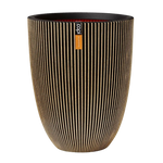 Blumentopf elegant niedrig Groove schwarz gold | 34x46 cm