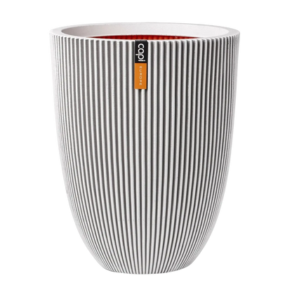 Pflanztopf elegant niedrig Groove elfenbein, 34x46cm, Pflanzkübel von aplanta, für drinnen & draußen
