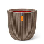 Blumentopf Kugel Groove warmes taupe, 43x41cm, Pflanzkübel von aplanta, für drinnen & draußen