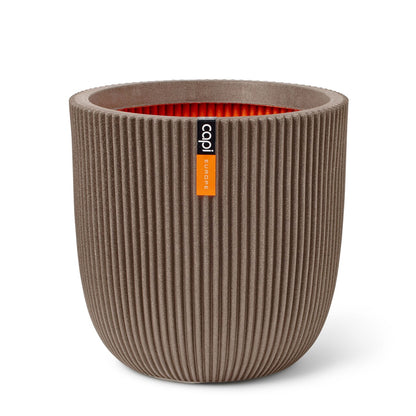 Blumentopf Kugel Groove warmes taupe, 43x41cm, Pflanzkübel von aplanta, für drinnen & draußen
