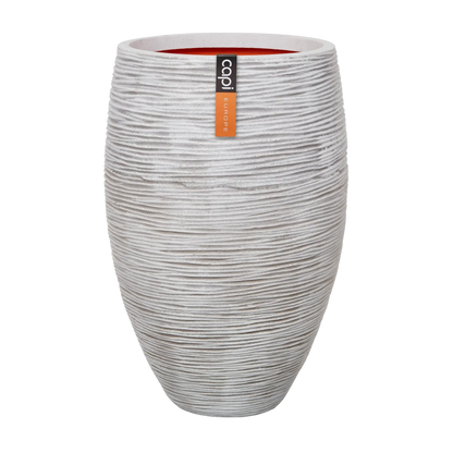 Blumentopf hoch elegant deluxe Rib elfenbein, 40x60cm, Pflanzkübel von aplanta, für drinnen & draußen