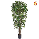Künstlicher Ficus - Annika, 180 cm, Kunstbaum von aplanta, feuerhemmend, B1-zertifiziert, in Grün, für drinnen
