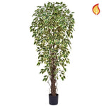 Künstlicher Ficus - Rosemarie, 180 cm, Kunstbaum von aplanta, feuerhemmend, B1-zertifiziert, in Grün, für drinnen