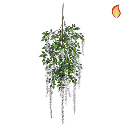Künstlicher japanischer Blauregenzweig - Zacharias, 125 cm, Kunstpflanze von aplanta, feuerhemmend, B1-zertifiziert