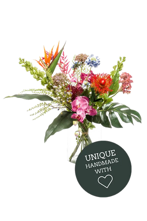 Künstlicher Blumenstrauß - Sahra auf transparentem Hintergrund mit echt wirkenden Kunstblättern in natürlicher Anordnung. Künstlicher Blumenstrauß - Sahra hat die Farbe Natur und ist 65 cm hoch. | aplanta Kunstpflanzen