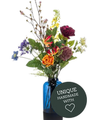 Künstlicher XL Blumenstrauß - Rafaela auf transparentem Hintergrund mit echt wirkenden Kunstblättern. Diese Kunstpflanze gehört zur Gattung/Familie der 