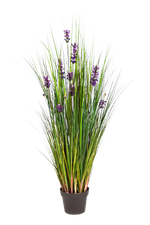 Künstlicher Lavendel - Milly, 120 cm, Kunstpflanze von aplanta, im schwarzen Topf, in Natur, für drinnen