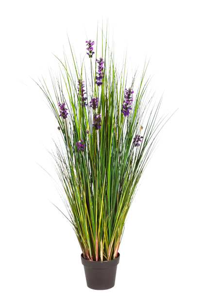 Künstlicher Lavendel - Milly, 120 cm, Kunstpflanze von aplanta, im schwarzen Topf, in Natur, für drinnen