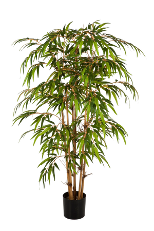 Künstlicher Bambus - Lasse auf transparentem Hintergrund mit echt wirkenden Kunstblättern. Diese Kunstpflanze gehört zur Gattung/Familie der "Bambuse" bzw. "Kunst-Bambuse".